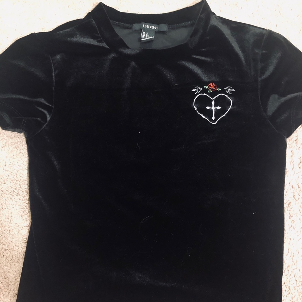 Black velvet crop top